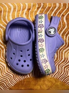 Toddler CROCS in Lavender with Floral Band